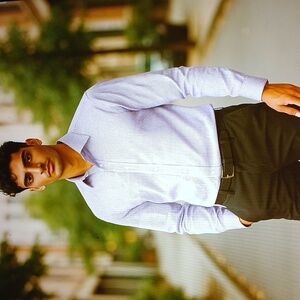 $48 Croft and Barrow Purple/white dress shirt size 15; 32/33, NWOT